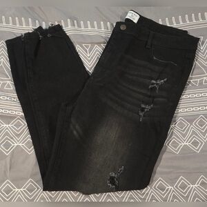 White Birch Black Straight Leg Distressed Jeans Size 2XL